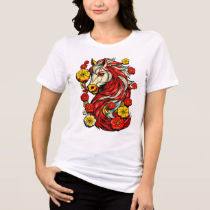 Red Fire Horse – Chinese Zodiac 2026 Tri-Blend Shirt