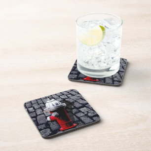Red Fire Hydrant New York City Coaster Set