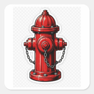 Red Fire Hydrant Square Sticker