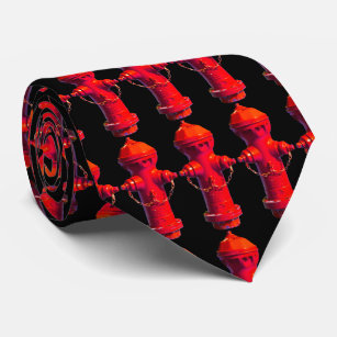 Red Fire Hydrant Tiled  Tie