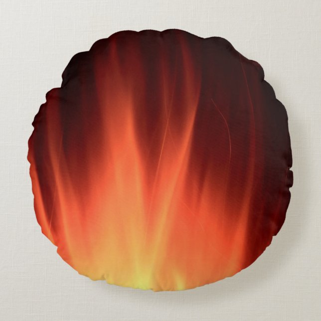 Red fire illustration round cushion (Front)