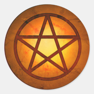 Red Fire Pentacle Ceramic Knob Classic Round Sticker