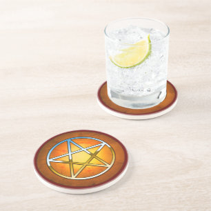 Red Fire Pentacle Coaster