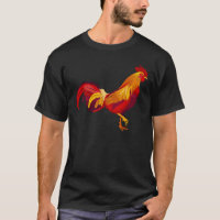 red fire rooster in paper cut style.