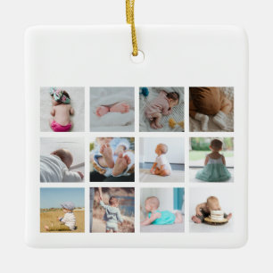Red Fire Truck Baby First Year Photo Collage Ceramic Ornament