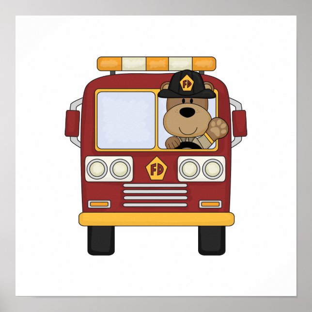 Red Fire Truck Bear Poster (Front)