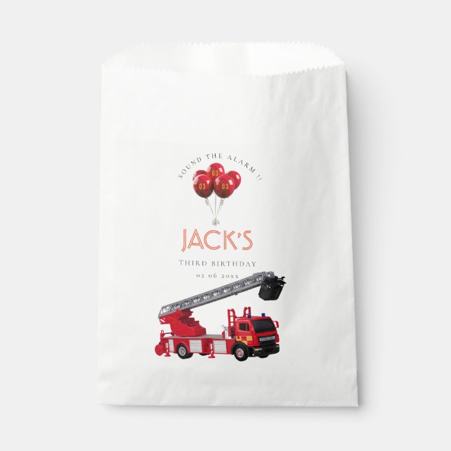 Red Fire Truck Birthday Party Favour Bags (Front)
