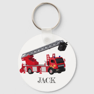 Red Fire Truck Birthday Party Key Ring