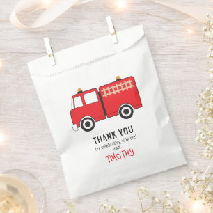 Red Fire Truck Birthday Party Thank You Favour Bags