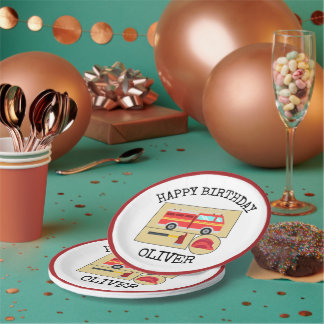 Red Fire Truck | Boys Themed Birthday Paper Plate