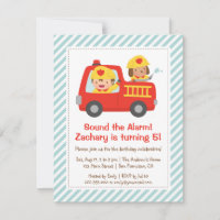Red Fire Truck Fighter Boy and Dog Birthday Party