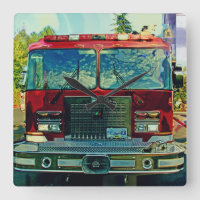 Red Fire Truck Fireman's Art Gift