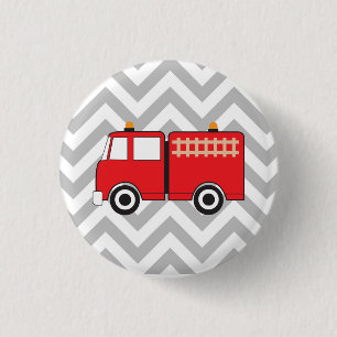 Red Fire Truck Geometric Stripes Pattern 3 Cm Round Badge
