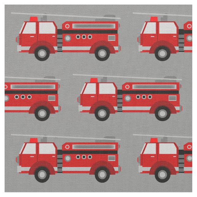 Red Fire Truck Gray Fabric (Close Up)