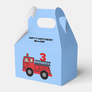 Red Fire Truck Kid's Birthday Photo Custom Favour Box