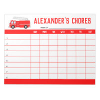 Red Fire Truck Kids Chore Chart