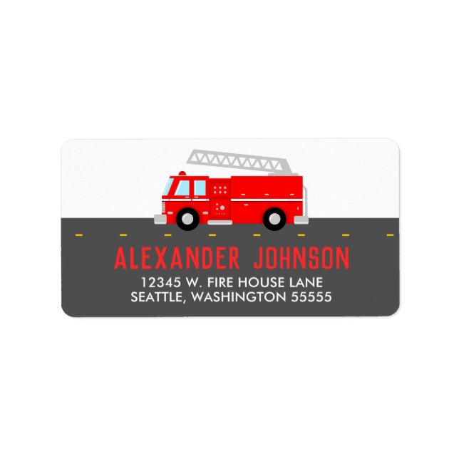 Red Fire Truck Label (Front)