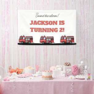 Red Fire Truck Party Décor Custom Kids Birthday Banner