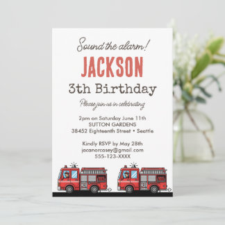 Red Fire Truck Party Décor | Custom Kids Birthday Invitation