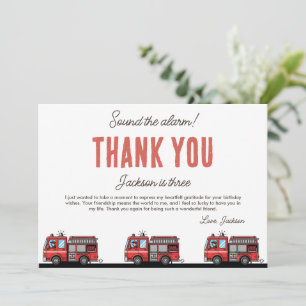 Red Fire Truck Party Décor   Custom Kids Birthday Thank You Card