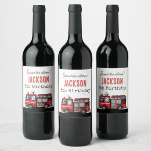 Red Fire Truck Party Décor   Custom Kids Birthday Wine Label