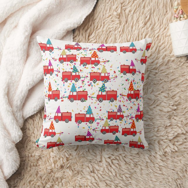 Red Fire Truck Party Pattern Cushion (Blanket)