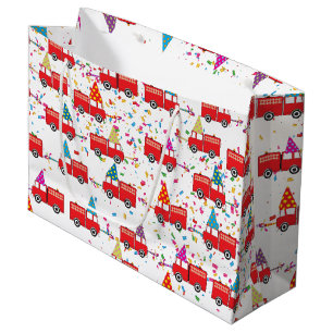 Red Fire Truck Party Pattern  Large Gift Bag