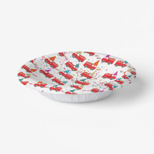 Red Fire Truck Party Pattern Paper Plate