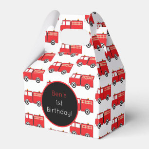 Red Fire Truck Pattern Personalised  Favour Box