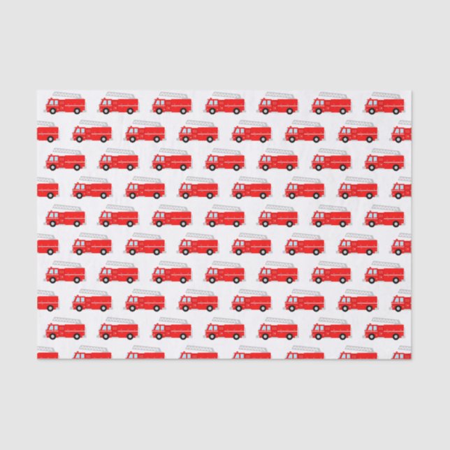 Red Fire Truck Pattern Tissue Paper (Front)