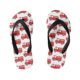 Red Fire Truck Pattern Toddler Kid's Jandals