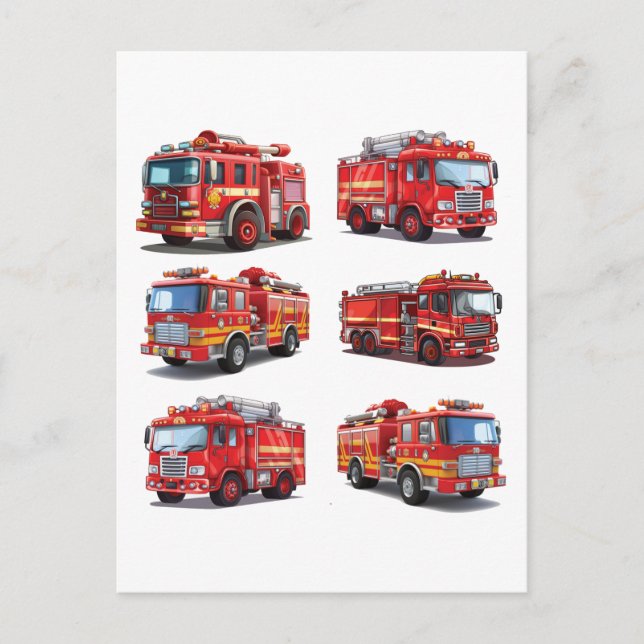Red Fire Truck Postcard (Front)