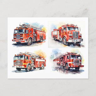 Red Fire Truck Postcard