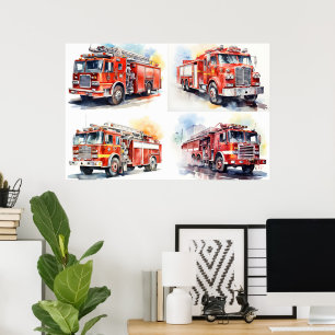 Red Fire Truck  Poster