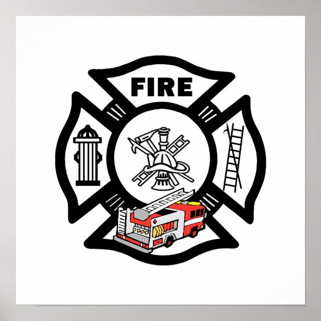 Red Fire Truck Rescue Poster (Front)