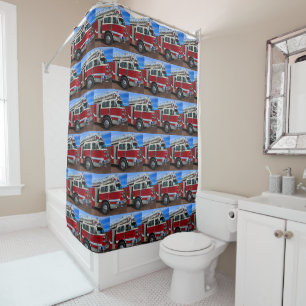 Red Fire Truck Shower Curtain