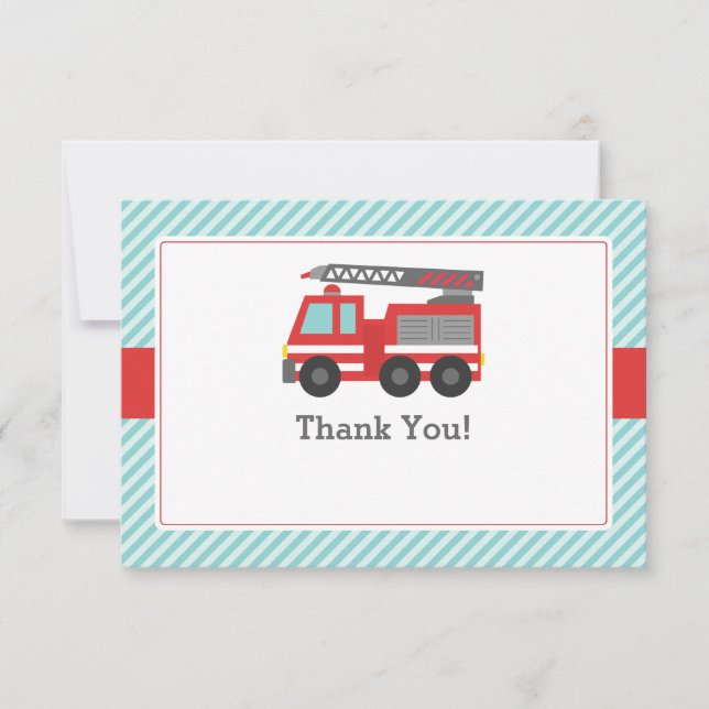 Red Fire Truck Thank You Note (Front)