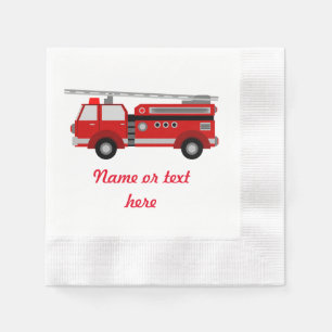 Red Fire truck with text Napkin