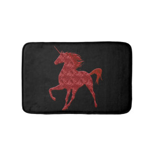 Red Fire Unicorn Bath Mat
