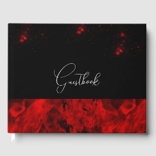 Red Fire Wedding Guest Book