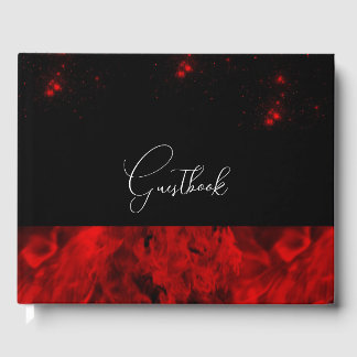 Red Fire Wedding Guest Book