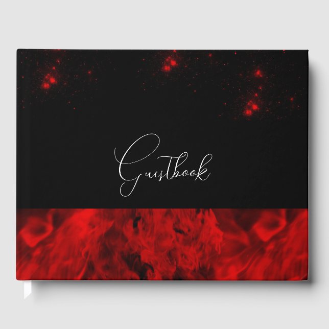 Red Fire Wedding Guest Book (Front)