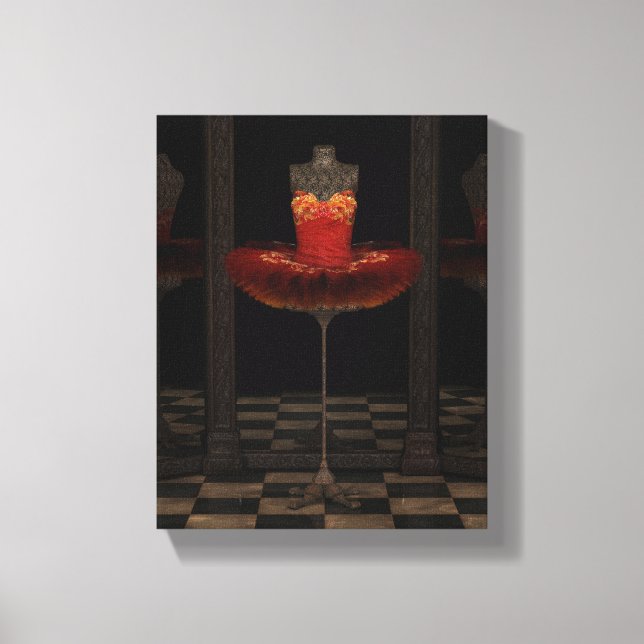 Red Firebird Classical Ballet Tutu Reflections Canvas Print (Front)
