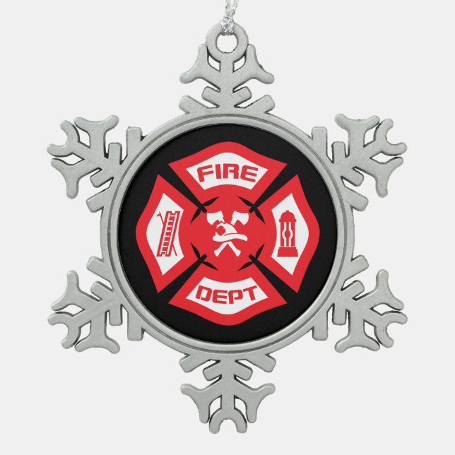 Red Firefighter Christmas Ornament (Front)