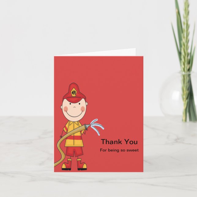 Red Fireman Thank You Card (Front)