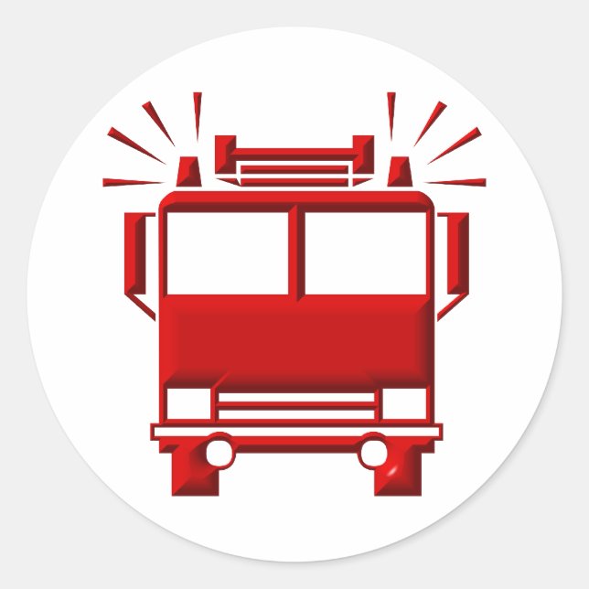 Red Firetruck Classic Round Sticker (Front)