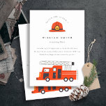 Red Firetruck Engine Kids Any Age Birthday Invite<br><div class="desc">A Fun Cute Boys FIRE TRUCK THEME BIRTHDAY Collection.- it's an Elegant Simple Minimal sketchy Illustration of red fire truck with fireman hat, perfect for your little ones birthday party. It’s very easy to customise, with your personal details. If you need any other matching product or customisation, kindly message via...</div>