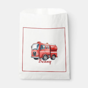 Red firetruck upsherin birthday party  favour bags