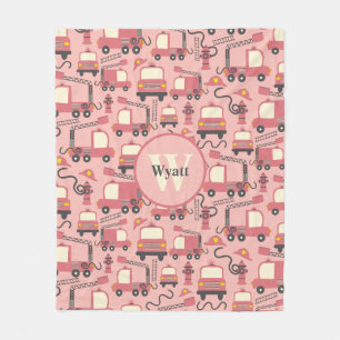 Red Firetrucks Firefighter Kids Personalised Fleece Blanket