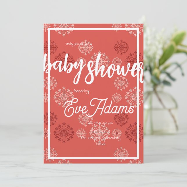 Red Fireworks Baby Shower Invitation (Standing Front)
